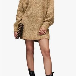 All Saints Tan Bishop Sleeve Sweater Dress